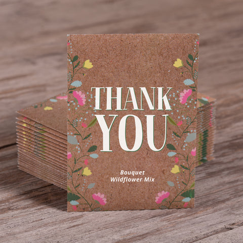 Thank You Natural Brown - Bouquet Wildflower Seed Packets - Bentley Seed