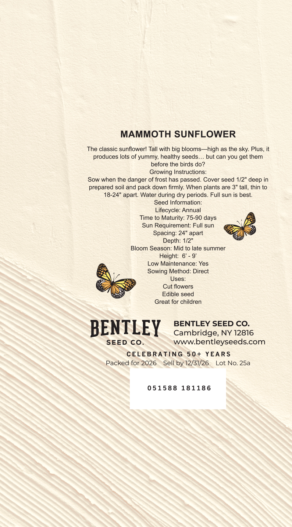 Back Side Image of Home Sweet Texas Seed Packet