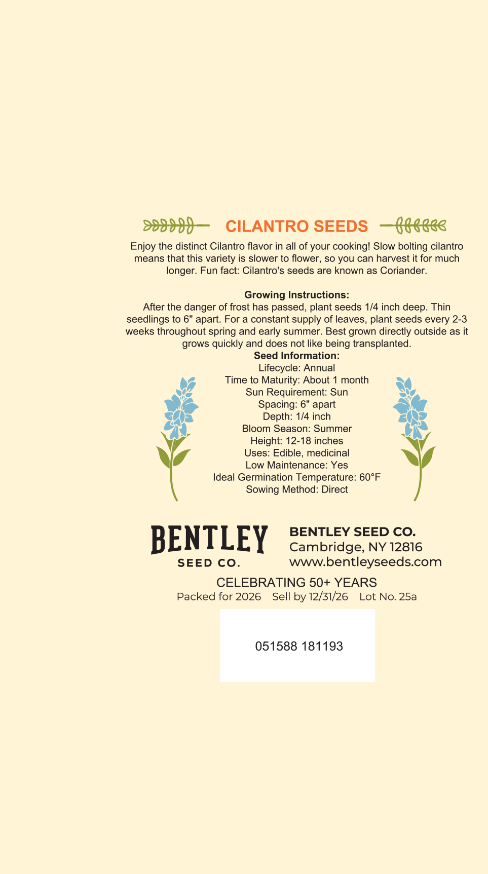 Back Side Image of Flavors of Texas Seed Packet