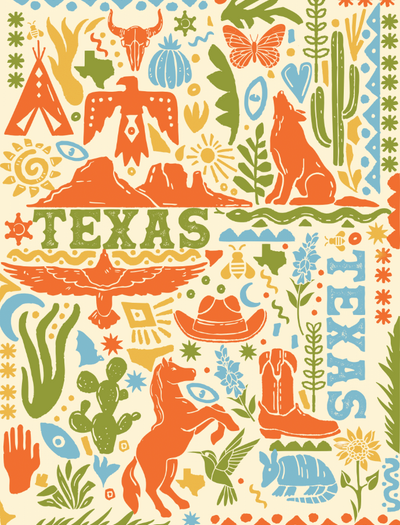 Image of Cilantro seed packet with southwestern-style design. Decorated with iconic imagery, this artistic seed packet captures the spirit of the desert.  