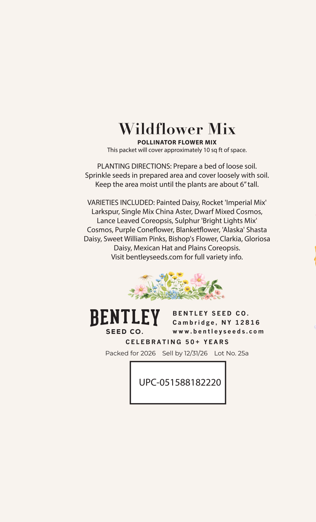 Back Side Image of Hello Baby Wreath Seed Packet