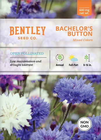 Bachelor Button Flower Seed - 0.25 oz ~1400 Seeds - Annual Flower Gardening Seeds - Open Pollinated