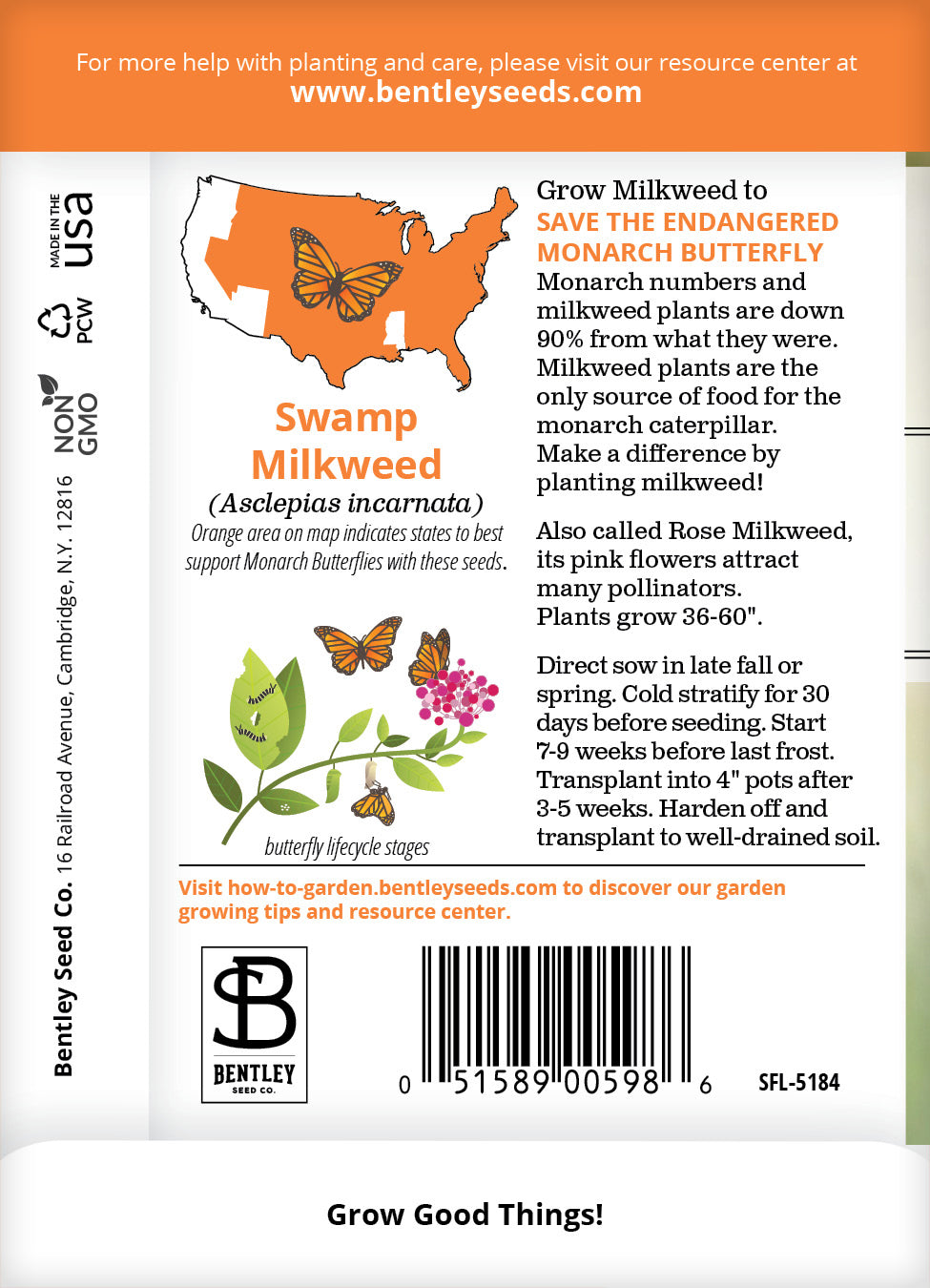Milkweed, Swamp Seed Packets garden seeds