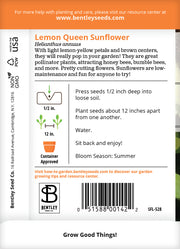 Sunflower, Lemon Queen Seed Packets garden seeds