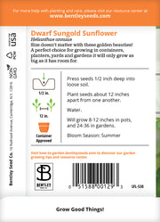 Sunflower, Dwarf Sungold Seed Packets seed packet