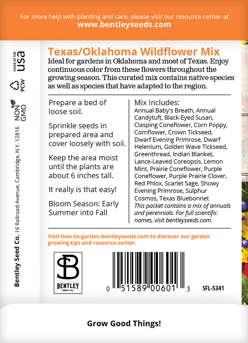 Wildflower, Texas Oklahoma Wildflower Mix Seed Packets