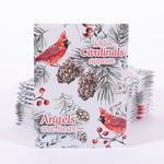 Stack of greeting card seed packets with cardinal design and text reading "When Cardinals appear Angels are near" on a white background