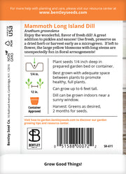 Dill, Long Island Mammoth Seed Packets flower seeds