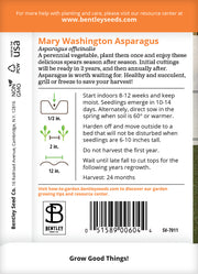 Asparagus, Mary Washington Seed Packets garden seeds