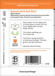 Beets, Detroit Dark Red Seed Packets seed packet