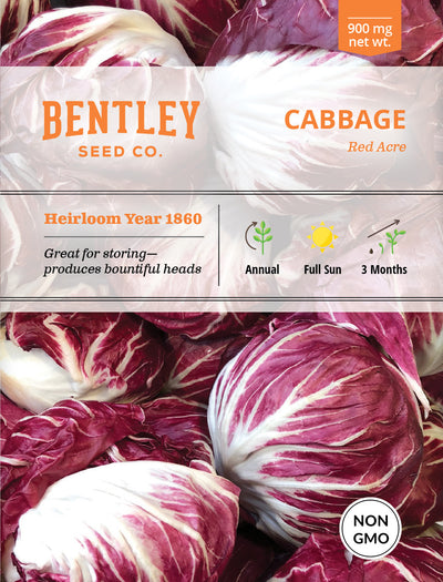 Cabbage, Red Acre Seed Packets garden seeds