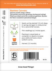 Carrot, Nantes Seed Packets garden seeds