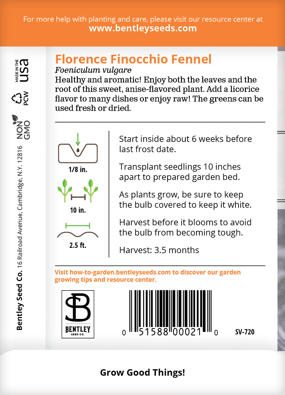 Fennel, Florence Seed Packets garden seeds