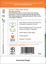 Kale, Dwarf Siberian Seed Packets flower seeds