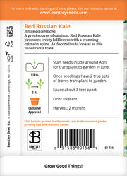 Kale, Red Russian Seed Packets garden seeds