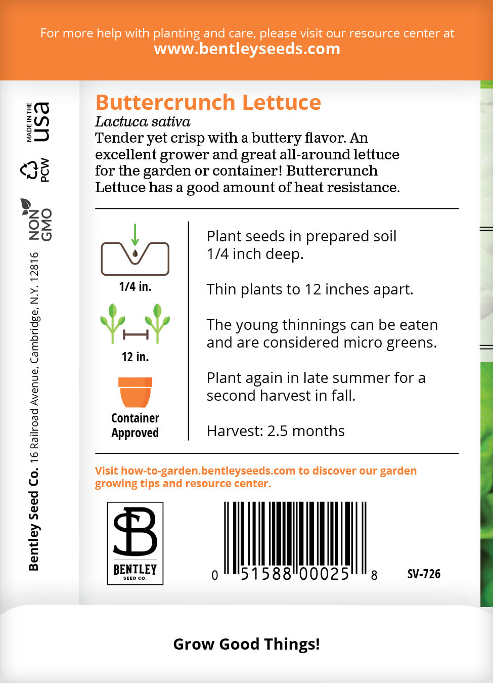 lettuce seed planting instructions Lettuce, Buttercrunch Seed Packets