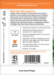 Microgreens, Mild Mix Seed Packets garden seeds
