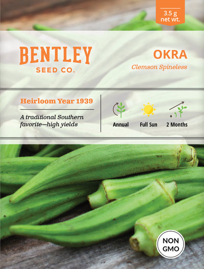 Okra, Clemson Spineless Seed Packets flower seeds