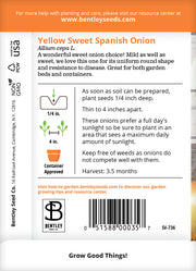 Onion, Yellow Sweet Spanish Seed Packets garden seeds