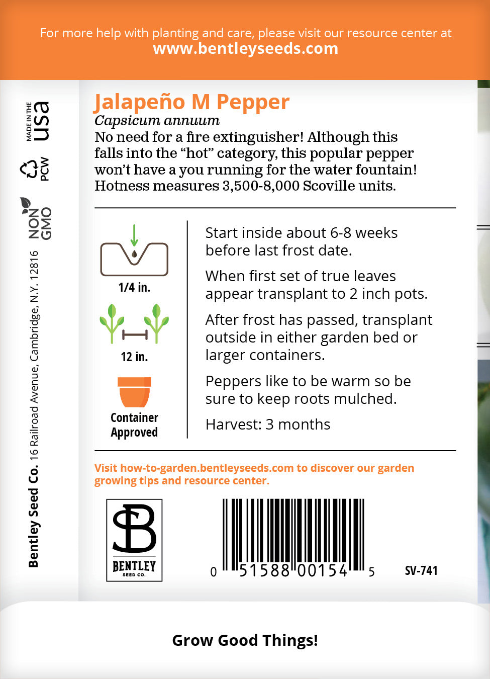 Pepper, Jalapeño M Seed Packets garden seeds