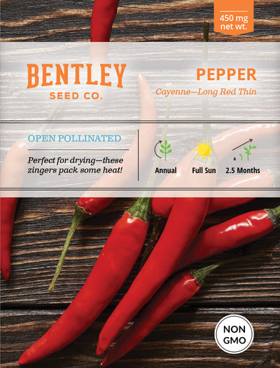 Pepper, Long Red Cayenne Seed Packets garden seeds