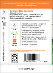 Spinach, Bloomsdale-Savoy Seed Packets garden seeds
