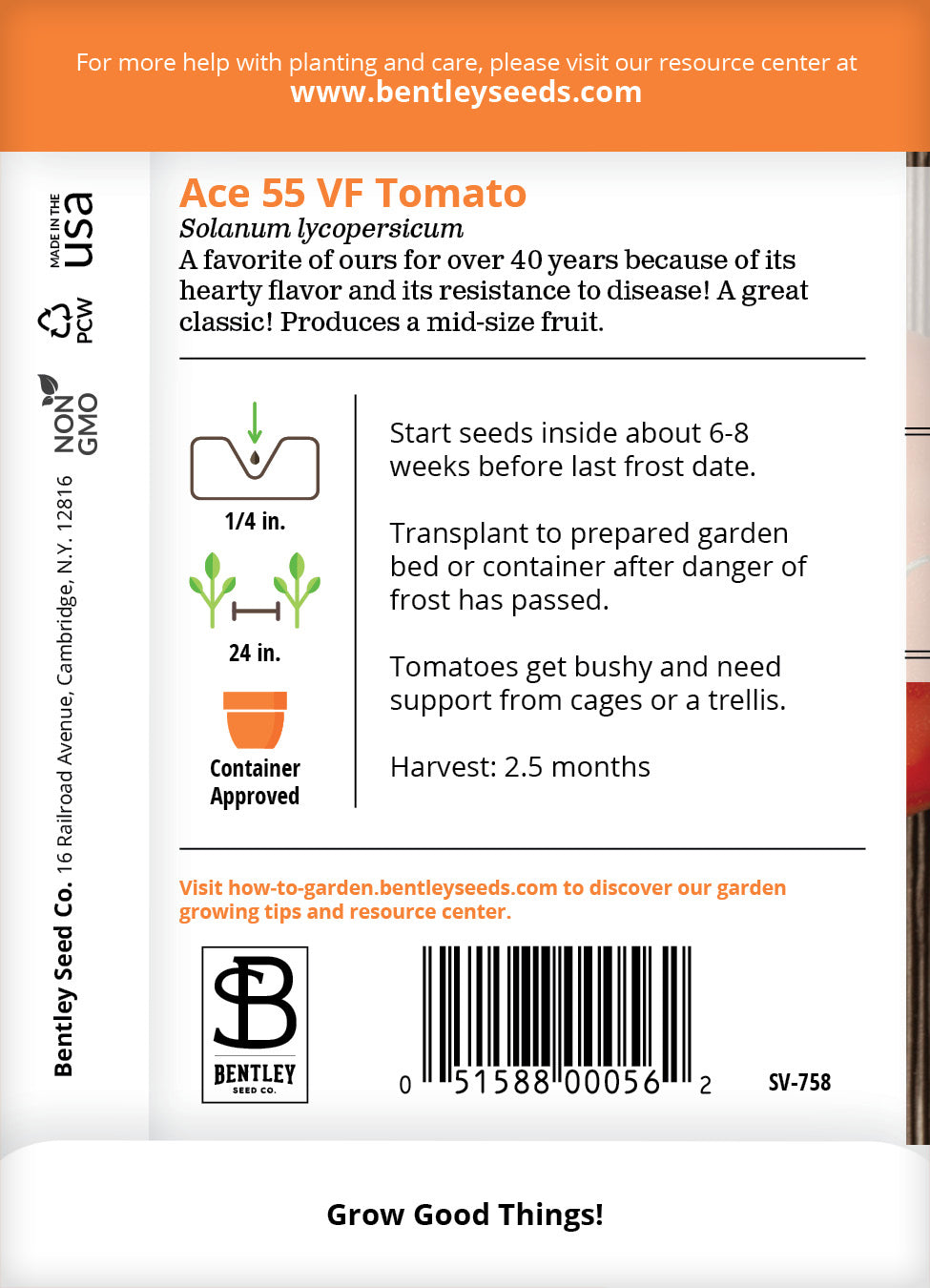Tomato, Ace 55 Seed Packets | Bentley Seeds