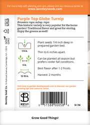 Turnip, Purple Top Seed Packets garden seeds