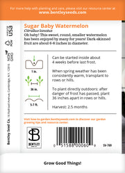 Watermelon, Sugar Baby Seed Packets seed packet