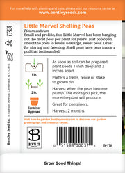 Peas, Little Marvel Shelling Seed Packets seed packet