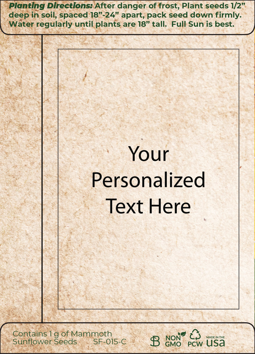 Personalized Thank You Seeds - Sunflower