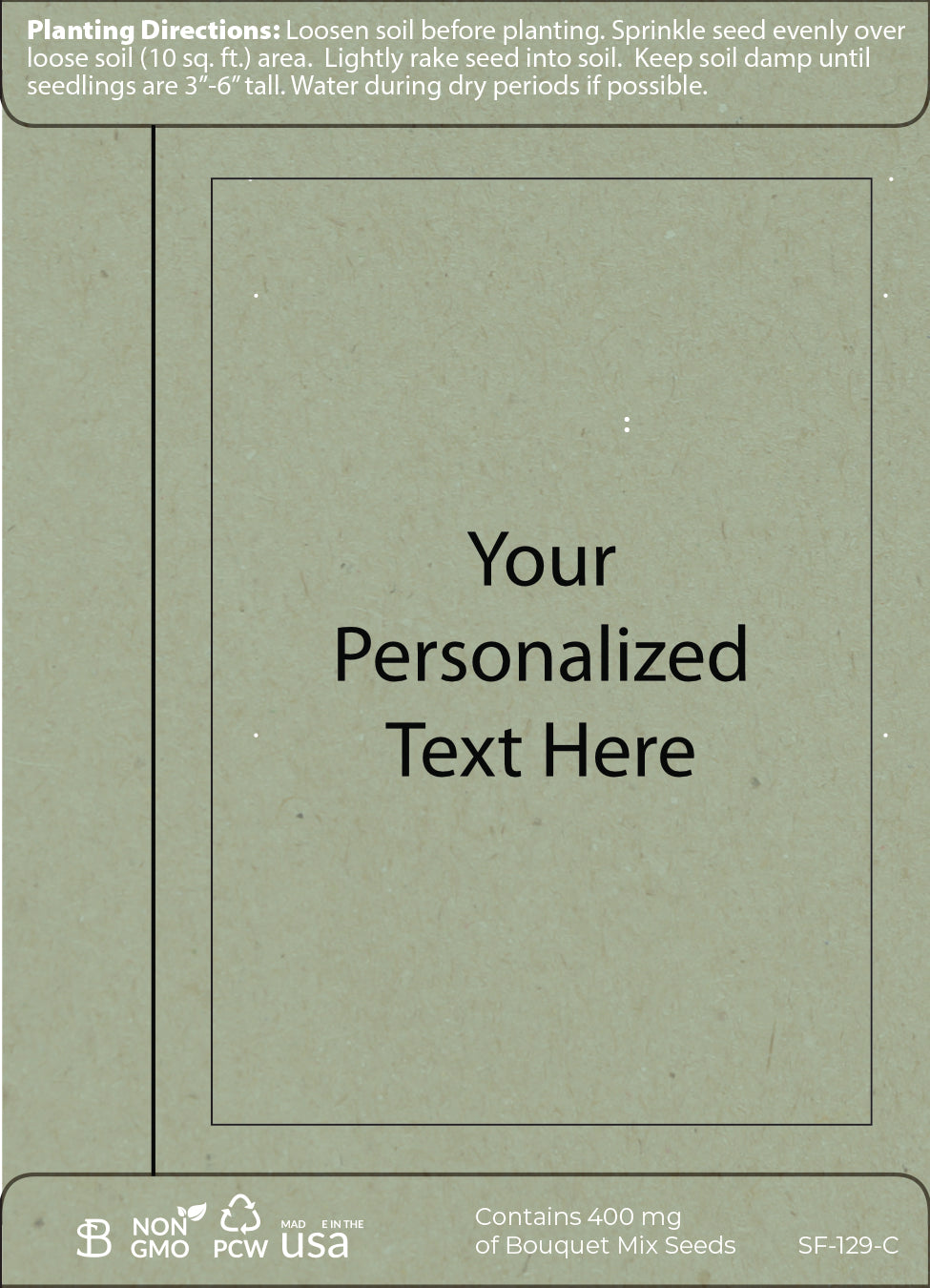 Baby Shower Sage Green Bouquet Custom Seed Packets