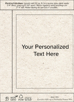Personalized seed packet with customizable text area on a textured background