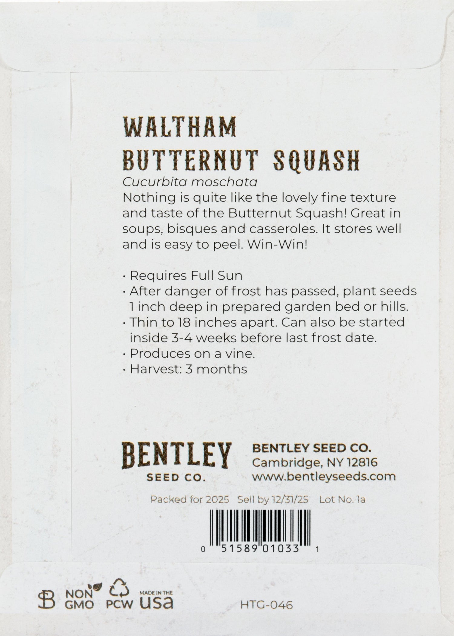 Squash-Butternut Waltham 1939 Back Packet