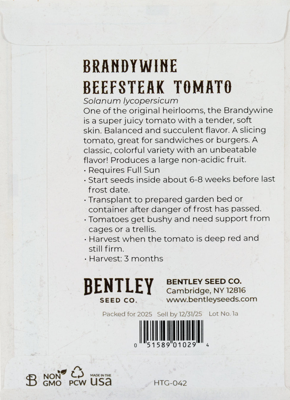 Tomato-Brandywine 1885 Back Packet