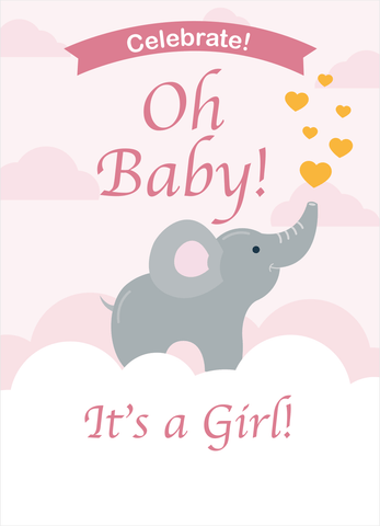 "Oh Baby! It's a Girl! (Elephant)" Baby Shower Seed Favor - Bentley Seeds