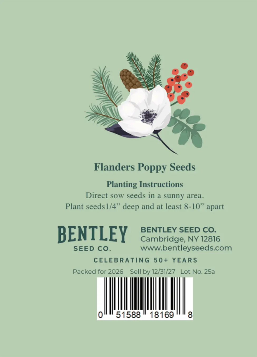 White Flowers and Pine - Flanders Poppy Seed Packets