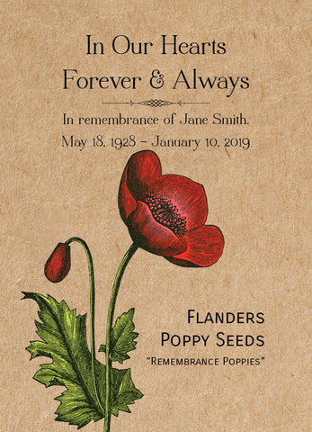 Custom Seed Packets - Seeds of Remembrance - Memorial Forget Me Not Seed  Favor (Cynoglossum amabile)