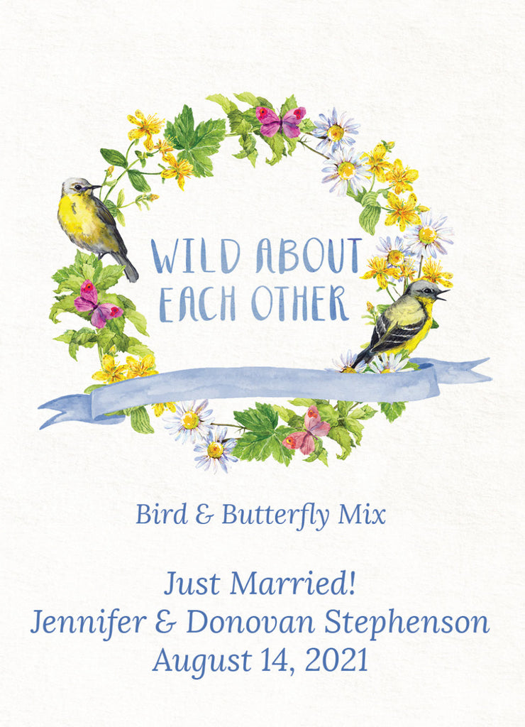 Bentley Seed - Wild About Each Other Custom Bird and Butterfly Wildflower Seed Custom Packet for Weddings and Bridal Showers