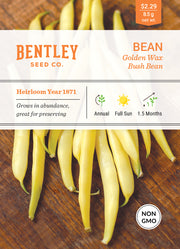 Beans, Golden Wax Bush Bean Seed Packets garden seeds