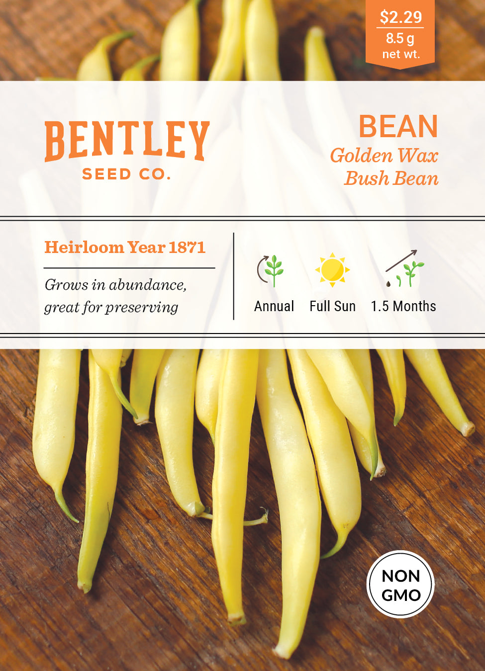 Beans, Golden Wax Bush Bean Seed Packets garden seeds
