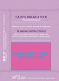 Custom Seed Packets: "Thank You -  Baby Shower" Baby's Breath Flower Seeds Packet Back Example Area - Bentley Seed