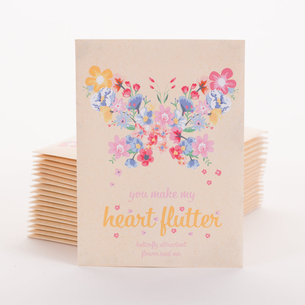 personalised flower seeds Make My Heart Flutter - Bird and Butterfly Wildflower Mix Seed Packets