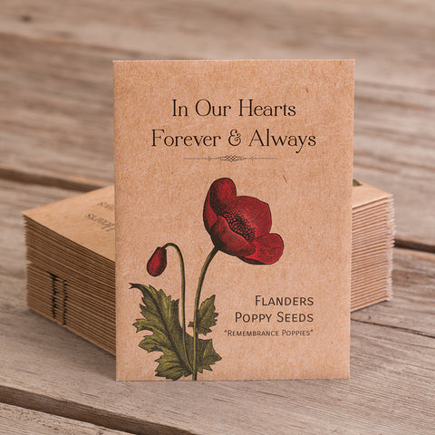"In Our Hearts... - Remembrance/Memorial" Flanders Poppy Seed Favor - Bentley Seeds