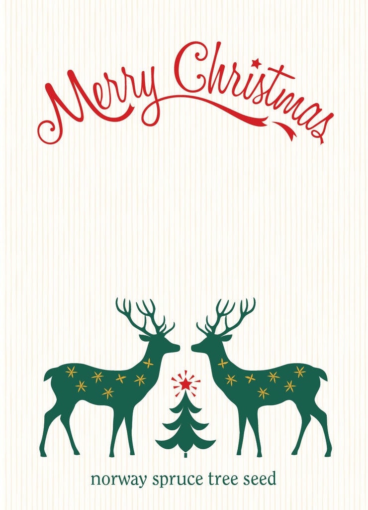 Custom Seed Packet: Merry Christmas Reindeer Norway Spruce Tree Seed Favor Gift Tag - Bentley Seeds