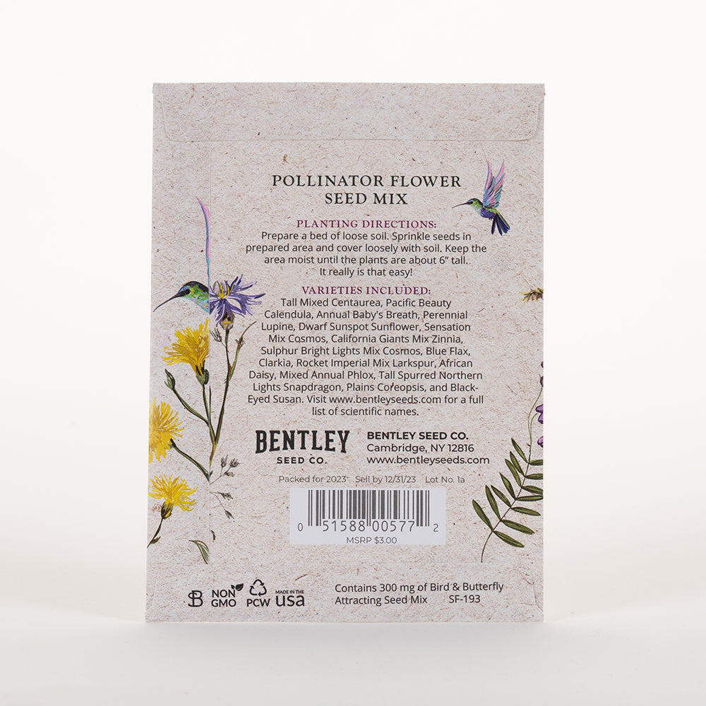 Help Pollinators Kraft Hummingbird seed packet