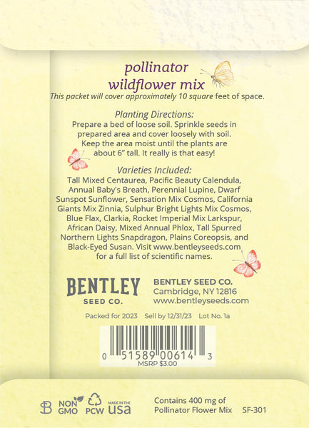 Pollinator Seed Tag Example Appreciation Pollinator - Pollinator Flower Mix Seed Packets | Bentley ...