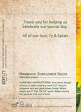 Custom Seed Packets - Thank You - Mammoth Sunflower - Bentley Seeds