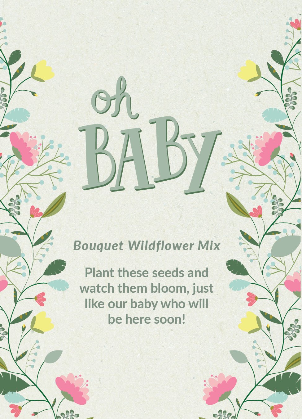 Oh Baby Baby Shower Light Gray - Bouquet Wildflower Seed Packets