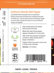 Pepper, California Wonder Seed Packets seed packet